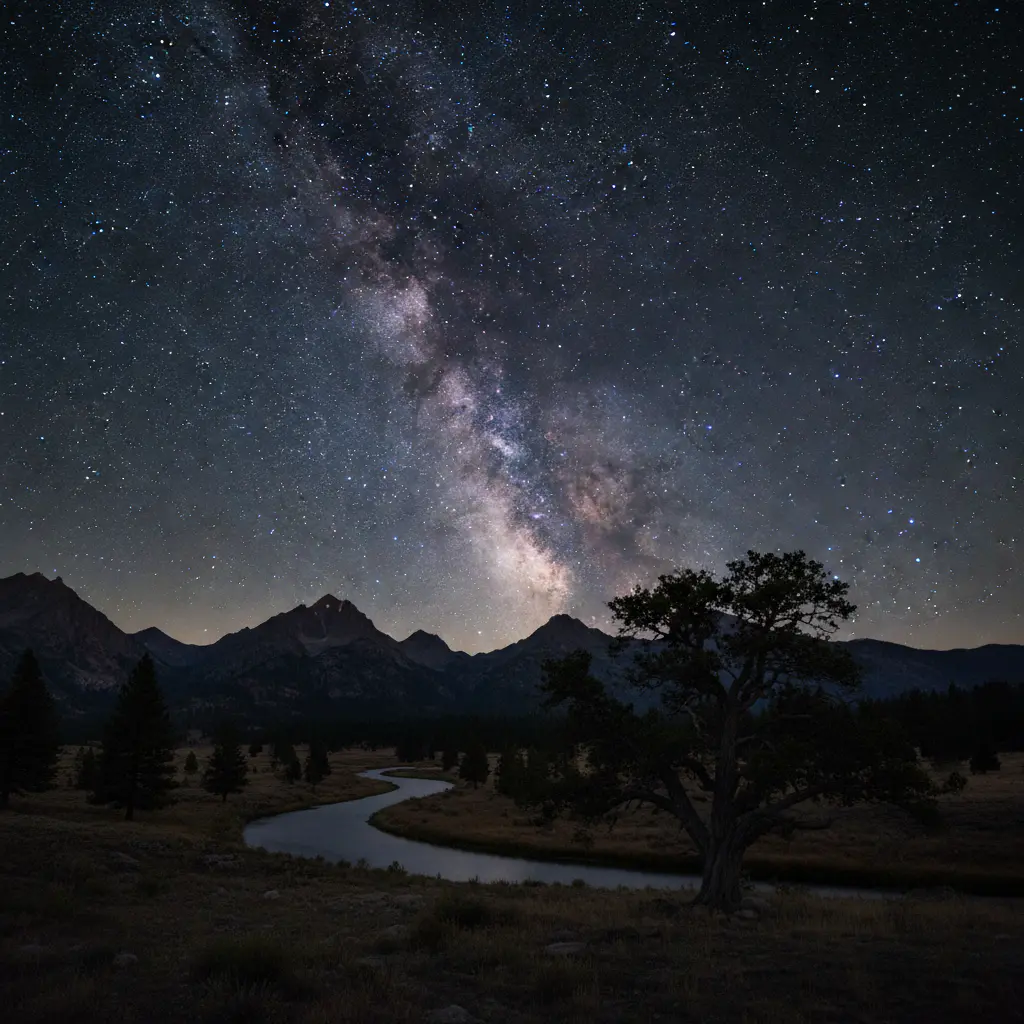 Dark atmospheric starry sky away from city lights
