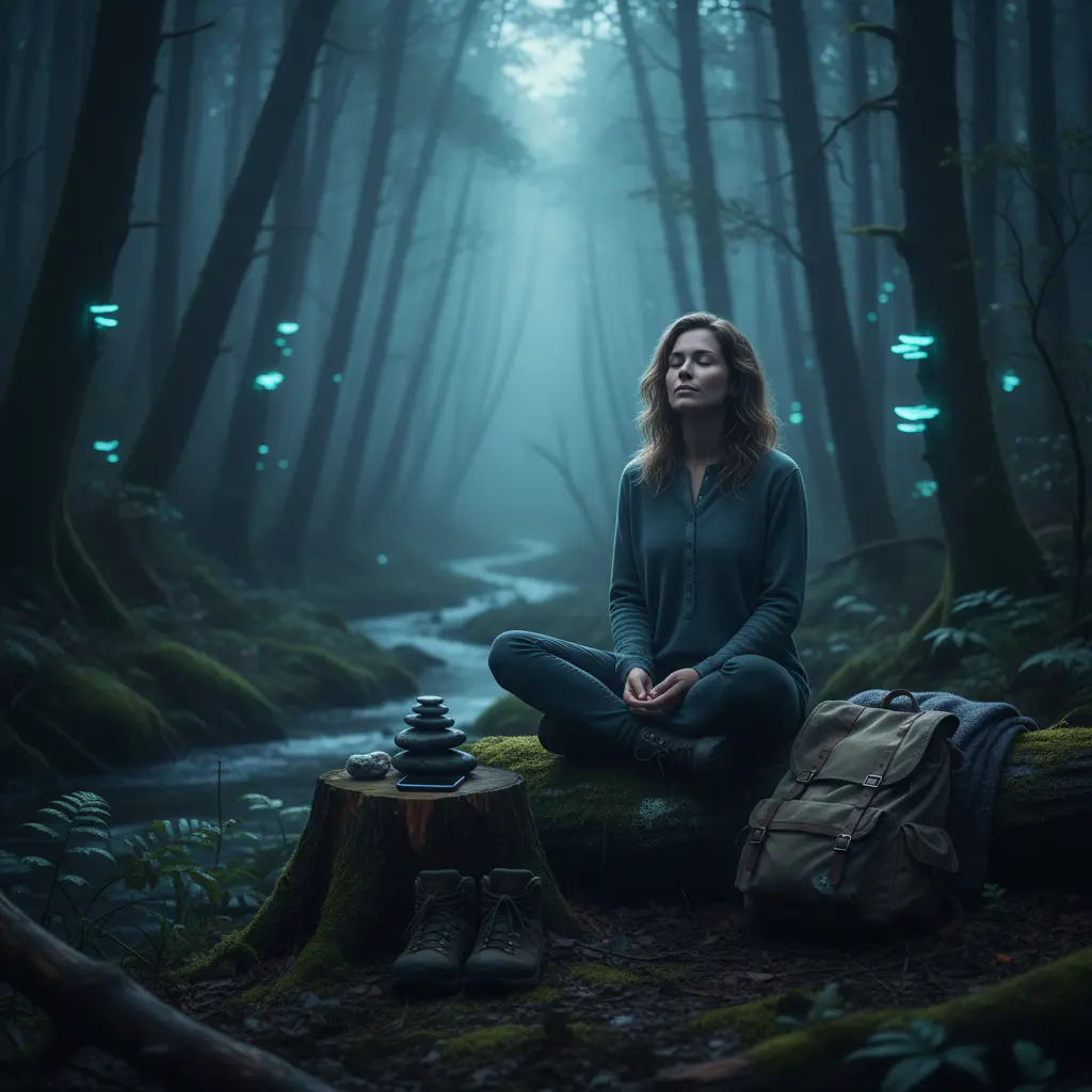 Person experiencing a digital detox in nature