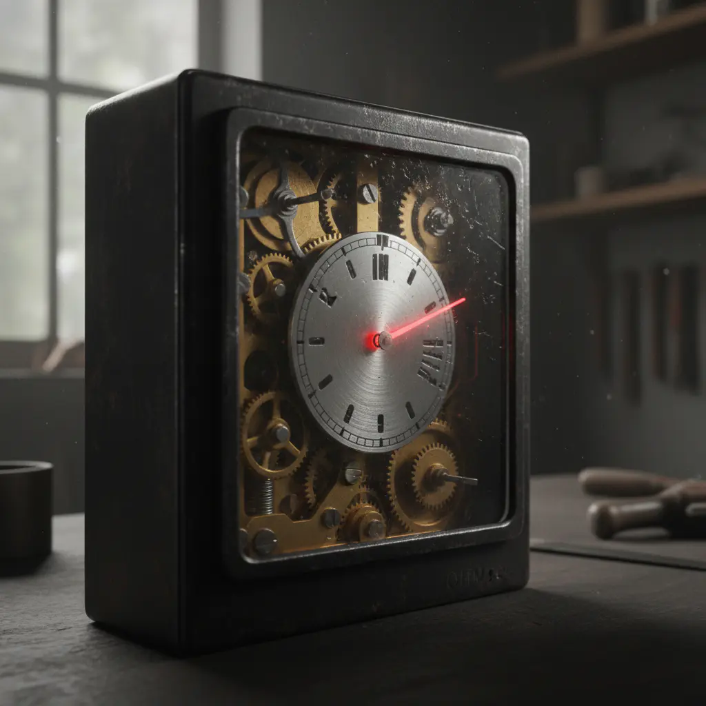 Close up of the mechanical timer on the OffMode lockbox